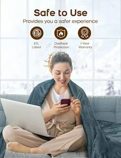 Wchiuoe Heated Blanket, 62"x84" 10 Heating Levels & 2-10H Auto Off Electric Blanket, Machine Washable Soft Flannel Fast Heating Blanket For Bedroom Office Couch Blue -Electric Blankets Sales 2022 41u07fqf6jL