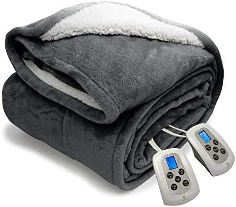 Marquess Electric Blanket MicroPlush Sherpa And Reversible Flannel Washable Comfortable With 10 Heat Settings/ Safety 10 Hours Auto-Off Controller King Size Bed Blanket(100X90'' Grey) 14 Marquess Electric Blanket MicroPlush Sherpa And Reversible Flannel Washable Comfortable With 10 Heat Settings/ Safety 10 Hours Auto-Off Controller King Size Bed Blanket(100X90'' Grey) - Image 12