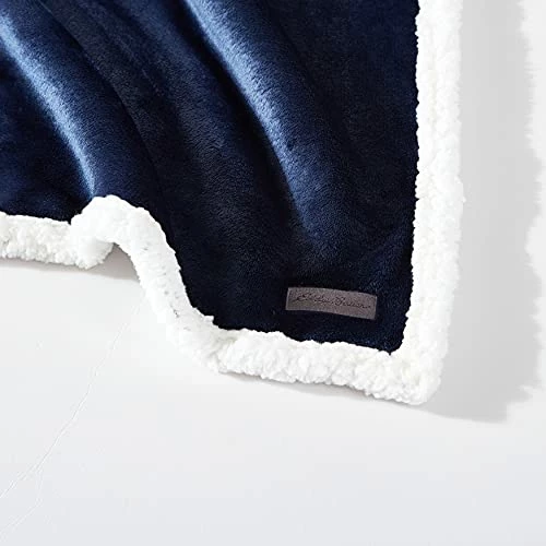 Eddie Bauer - Queen Blanket, Reversible Fleece & Faux Shearling Bedding, Plush Home Decor (Solid Solid Navy, Queen) 5 Eddie Bauer - Queen Blanket, Reversible Fleece & Faux Shearling Bedding, Plush Home Decor (Solid Solid Navy, Queen) - Image 3