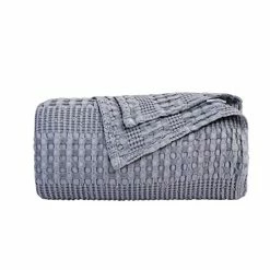 Chuffed Waffle Blanket King Size Bamboo Cotton Waffle Soft Throw Blanket Lightweight Breathable Bed Blanket For All Season Waffle Throw Blanket For Couch Bed Sofa (King, 104x90 Inches, Grey)