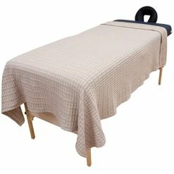 Harmony Cotton Spa And Massage Table Blankets By Body Linen. 100% Cotton, 66 By 90 Inches. Soft, Warm And Stylish. Machine Washable. Two Tone Knit Pattern, Tan And Natural.