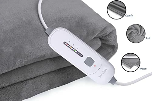 InvoSpa Electric Throw Heated Blanket - 50" X 60" Fast Heating Blanket, 3 Heat Levels, 4 Hours Auto Shut-Off - Electric Blanket Throw Portable Heated Lap Pad - Machine Washable Heated Throw Gift 7 InvoSpa Electric Throw Heated Blanket - 50" X 60" Fast Heating Blanket, 3 Heat Levels, 4 Hours Auto Shut-Off - Electric Blanket Throw Portable Heated Lap Pad - Machine Washable Heated Throw Gift - Image 5