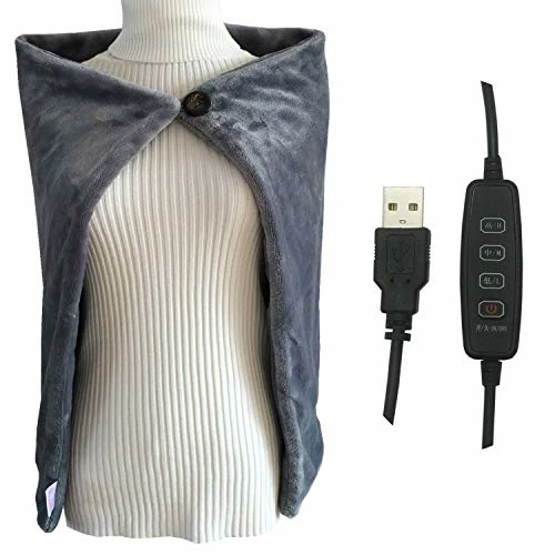 TOHMR USB Heated Shawl, Warm Electric Throws Flannel Blanket Heating Cushion Pad Blanket - 3 Speed Regulating Switch 34"X22" (Gray) 3 TOHMR USB Heated Shawl, Warm Electric Throws Flannel Blanket Heating Cushion Pad Blanket - 3 Speed Regulating Switch 34"X22" (Gray)
