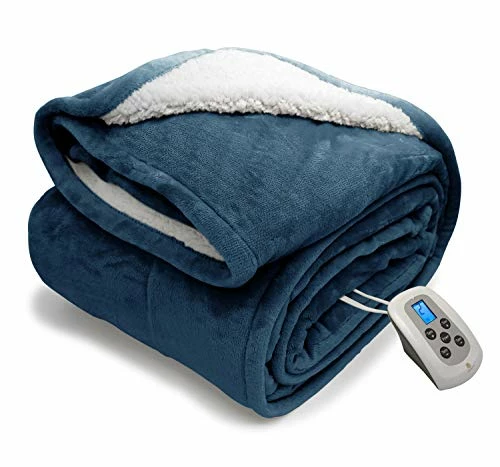 Marquess Electric Blanket Micro Plush Sherpa And Reversible Flannel Washable Comfortable With 10 Heat Settings/ Safety 10 Hours Auto-Off Controller Twin Size Bed Blanket (62 X 84'' Navy Blue) 3 Marquess Electric Blanket Micro Plush Sherpa And Reversible Flannel Washable Comfortable With 10 Heat Settings/ Safety 10 Hours Auto-Off Controller Twin Size Bed Blanket (62 X 84'' Navy Blue)