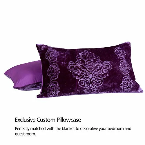 JML Fleece Blanket 79"x 91", 3- Pieces Sherpa Blanket - Super Soft Warm, Korean Style Reversible Embossed Winter Borrego Blanket, Purple Printed - Black Pattern 6 JML Fleece Blanket 79"x 91", 3- Pieces Sherpa Blanket - Super Soft Warm, Korean Style Reversible Embossed Winter Borrego Blanket, Purple Printed - Black Pattern - Image 4