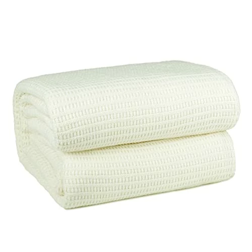 Classic Weave Breathable Lightweight Soft Cotton Blanket Queen Size (90X90 Inch) Ivory Color -100% Cotton Perfect Textured Blanket Layer For Couch Bed Sofa By Tex Trend 3 Classic Weave Breathable Lightweight Soft Cotton Blanket Queen Size (90X90 Inch) Ivory Color -100% Cotton Perfect Textured Blanket Layer For Couch Bed Sofa By Tex Trend