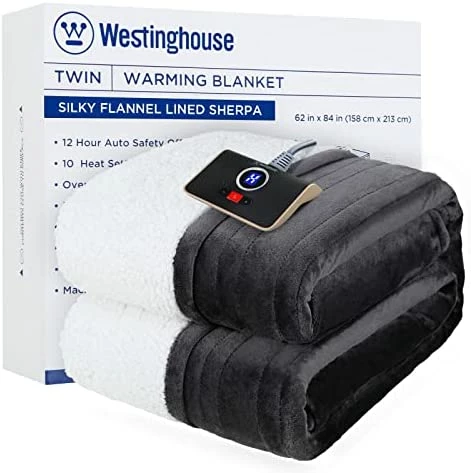 Westinghouse Heated Blanket, Electric Blanket With 6 Heating Levels, 4 Hour Auto Off, Overheat Protection, Machine Washable, Flannel (50x60 Inches, Grey) 16 Westinghouse Heated Blanket, Electric Blanket With 6 Heating Levels, 4 Hour Auto Off, Overheat Protection, Machine Washable, Flannel (50x60 Inches, Grey) - Image 14