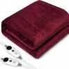 Ariliya Electric Blanket Queen With 6 Heating Levels And 9 Hours Auto Off Soft Heated Blanket With ETL Certified Machine Washable Red Claret