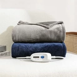 Coomiss Twin Size Heated Blanket Electric Throw 62" X 84" Oversize Flannel Fast Heating Blanket ETL Certification With 4 Heating Levels & 10 Hours Auto Off Machine Washable Grey -Electric Blankets Sales 2022 41y6SiM98dL