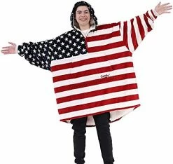 THE COMFY Original Quarter Zip | Oversized Microfiber & Sherpa Wearable Blanket, For Any Occasiont, Seen On Shark Tank, One Size Fits All - Stars And Stripes -Electric Blankets Sales 2022 41yHMKeFJ L. AC