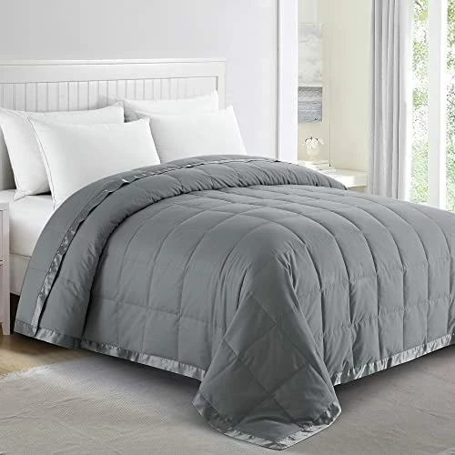 Puredown® Soft Lightweight Down Blanket With Satin Trim For Bed 100% Cotton, White, Full/Queen Size (90"X90") 15 Puredown® Soft Lightweight Down Blanket With Satin Trim For Bed 100% Cotton, White, Full/Queen Size (90"X90") - Image 13