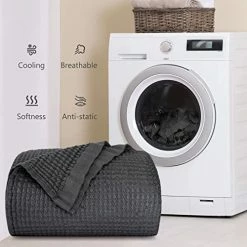 STFLY Cooling Blanket, 100% Bamboo Waffle Weave Blanket, Breathable Soft Blanket For All Season, Lightweight Blanket For Couch Bed Sofa(80x90 Inches, Dark Grey) -Electric Blankets Sales 2022 41zSqI1ZTjL