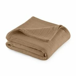 Martex Vellux COTTON WOVEN BLANKET BY VELLUX - Natural, Cozy, Warm, Chevron Textured, Pet-Friendly, All-Seasons - Tan, King 108 X 90" Beige