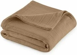 Martex Vellux COTTON WOVEN BLANKET BY VELLUX - Natural, Cozy, Warm, Chevron Textured, Pet-Friendly, All-Seasons - Tan, King 108 X 90" Beige -Electric Blankets Sales 2022 41zkECR5U9L. AC 1