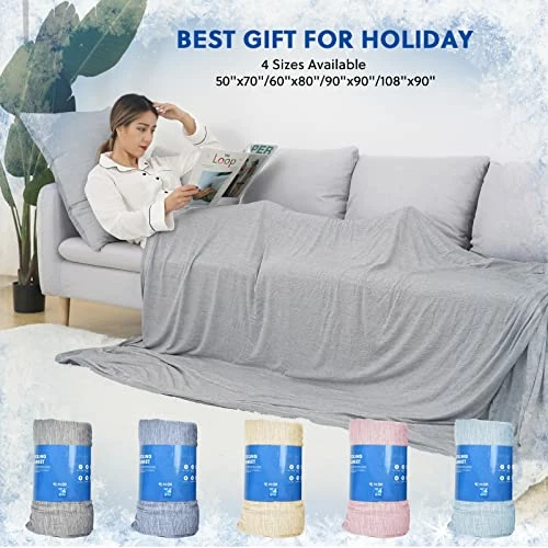 HOMFINE Cooling Blankets For Hot Sleepers - Summer Blanket Thin Lightweight Breathable Soft Double Side Enhanced Cooling Blanket For Bed Couch Sofa, Keep Cool For Night Sweats (Grey, 60 X 80 Inches) 5 HOMFINE Cooling Blankets For Hot Sleepers - Summer Blanket Thin Lightweight Breathable Soft Double Side Enhanced Cooling Blanket For Bed Couch Sofa, Keep Cool For Night Sweats (Grey, 60 X 80 Inches) - Image 3