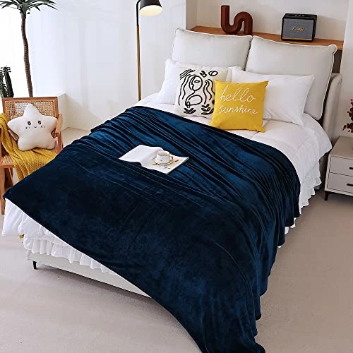 EVENHUG Fleece Blanket Ultra Soft Microfiber Bed Blanket | Fuzzy Cozy Flannel Blanket For Camping, Sofa, Bed, Travel All Seasons (Navy Blue, Queen 90"x90") 6 EVENHUG Fleece Blanket Ultra Soft Microfiber Bed Blanket | Fuzzy Cozy Flannel Blanket For Camping, Sofa, Bed, Travel All Seasons (Navy Blue, Queen 90"x90") - Image 4