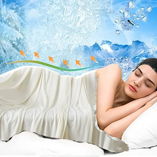COMFLIVE 100% Bamboo Blanket For Hot Sleepers, Cooling Blanket Queen Size, Lightweight Summer Blanket,Double-Side And Satin Trim Blankets, Transfer Heat To Keep Cold On Warm Night (Cream, Queen) 3 COMFLIVE 100% Bamboo Blanket For Hot Sleepers, Cooling Blanket Queen Size, Lightweight Summer Blanket,Double-Side And Satin Trim Blankets, Transfer Heat To Keep Cold On Warm Night (Cream, Queen)