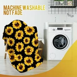 Levens Sunflower Gifts Throw Blanket For Women - Living Room Home Bedroom Decor, Soft Fuzzy Yellow Flower Print Plush Blankets For Couch Sofa Bed Birthday Black 50"x60" -Electric Blankets Sales 2022 510Uzj6Gj9L