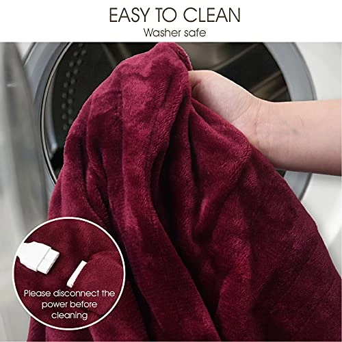 Ariliya Electric Blanket Queen With 6 Heating Levels And 9 Hours Auto Off Soft Heated Blanket With ETL Certified Machine Washable Red Claret 5 Ariliya Electric Blanket Queen With 6 Heating Levels And 9 Hours Auto Off Soft Heated Blanket With ETL Certified Machine Washable Red Claret - Image 3