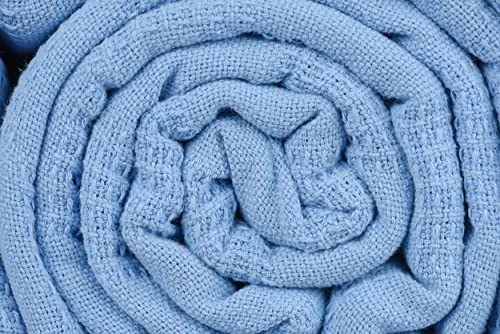 Linteum Textile Supply Linteum Textile Hospital Thermal SNAGLESS Spread Blanket, 100% Cotton (74x100 In, Blue) 4 Linteum Textile Supply Linteum Textile Hospital Thermal SNAGLESS Spread Blanket, 100% Cotton (74x100 In, Blue) - Image 2