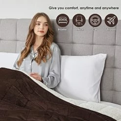 CYMULA Flannel Weighted Blanket Adult: 60×80inch Sherpa Fleece Heavy Blanket - Breathable Soft Blanket 20lbs Queen Size - Snuggly Bed Blankets With Glass Beads- Brown -Electric Blankets Sales 2022 510suKYZZ9L