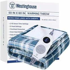 Westinghouse Electric Blanket Heated Blanket, Plaid Sherpa Heating Blanket, 10 Heat Settings & 1-12 Hours Time Settings, Teal Plaid, 62" X 84" Twin Size -Electric Blankets Sales 2022 510wRXQVZAL. AC
