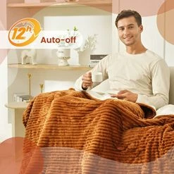 Bearhug Electric Heated Blanket, Ribbed Flannel & Sherpa 62"x84" Fast Heating Blanket, 5 Year Warranty, 10 Heating Levels & 1-12H Auto Off, Over Heat Protection, Machine Washable Brown 16 Bearhug Electric Heated Blanket, Ribbed Flannel & Sherpa 62"x84" Fast Heating Blanket, 5 Year Warranty, 10 Heating Levels & 1-12H Auto Off, Over Heat Protection, Machine Washable Brown -Electric Blankets Sales 2022 511FCKJblrL