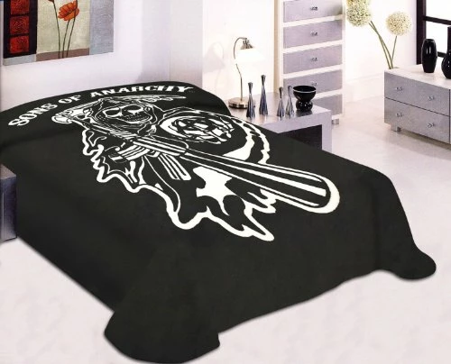 Silicon Valley Textile Sons Of Anarchy 79" X 94" Plush Queen Size Blanket (SAMCRO Fear The Reaper Logo) 3 Silicon Valley Textile Sons Of Anarchy 79" X 94" Plush Queen Size Blanket (SAMCRO Fear The Reaper Logo)