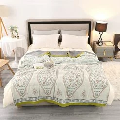 KINBEDY 4 Layers Of Gauze Blanket, 100% Cotton Super Soft Boho Lightweight Breathable Bed Blankets Colorful Muslin Throw Blanket For All Seasons Queen Size,79 X 92 Inches. Sun 20 KINBEDY 4 Layers Of Gauze Blanket, 100% Cotton Super Soft Boho Lightweight Breathable Bed Blankets Colorful Muslin Throw Blanket For All Seasons Queen Size,79 X 92 Inches. Sun -Electric Blankets Sales 2022 511i41V47lL. AC