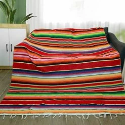 Eccbox 84 X 59 Inch Large Mexican Serape Blanket With Assorted Bright Colors Mexican Tablecloth For Mexican Wedding Party Decorations Jacquard Green -Electric Blankets Sales 2022 511jtTa4RiL. AC