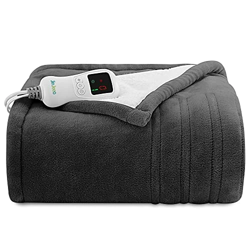 JinJeeo Heated Blanket Sherpa Electric Throw Blanket For Winter,6 Heat Settings Heating Blanket With 9hrs Timer Auto Shut Off,Home Couch,Machine Washable,50"x 60" Grey 3 JinJeeo Heated Blanket Sherpa Electric Throw Blanket For Winter,6 Heat Settings Heating Blanket With 9hrs Timer Auto Shut Off,Home Couch,Machine Washable,50"x 60" Grey