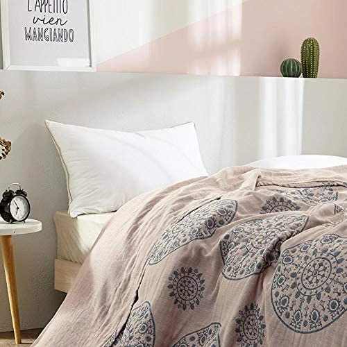 UniDes Soft Lightweight Muslin Cotton Blanket Full/Queen (78" X 90"), Throw Blanket For Bed, Couch & Sofa, Summer Bedding Coverlet - Pale Pink A-light Green 8 UniDes Soft Lightweight Muslin Cotton Blanket Full/Queen (78" X 90"), Throw Blanket For Bed, Couch & Sofa, Summer Bedding Coverlet - Pale Pink A-light Green - Image 6