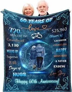 Zolumy 60th Wedding Anniversary Blanket Gift, Wedding Gifts For 60 Years Marriage, Diamond Wedding Gift For Grandparents/Parents, 60th Marriage Anniversary Decoration For Wife/Husband/Couple Blanket 60X50in -Electric Blankets Sales 2022 512DcRsL03L. AC
