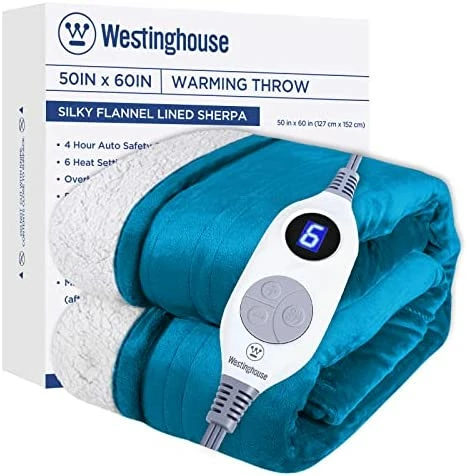 Westinghouse Heated Blanket, Electric Blanket With 6 Heating Levels, 4 Hour Auto Off, Overheat Protection, Machine Washable, Flannel (50x60 Inches, Grey) 12 Westinghouse Heated Blanket, Electric Blanket With 6 Heating Levels, 4 Hour Auto Off, Overheat Protection, Machine Washable, Flannel (50x60 Inches, Grey) - Image 10