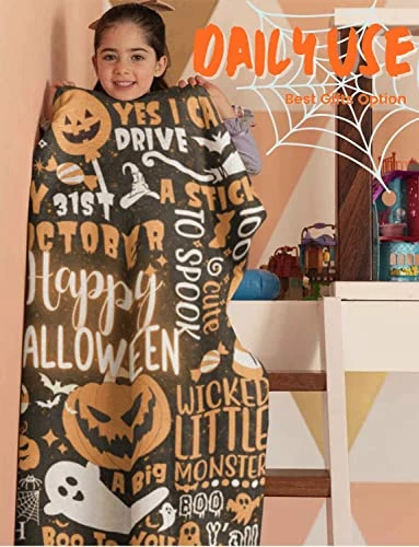 InnoBeta Halloween Decorations Gifts For Kids Women Teens Adults, Bed Flannel Fleece Blankets (50"x 65"), Funny Gifts For Halloween Lovers Or Party's Hostess, Halloween Party Supplies - Happy Halloween 6 InnoBeta Halloween Decorations Gifts For Kids Women Teens Adults, Bed Flannel Fleece Blankets (50"x 65"), Funny Gifts For Halloween Lovers Or Party's Hostess, Halloween Party Supplies - Happy Halloween - Image 4