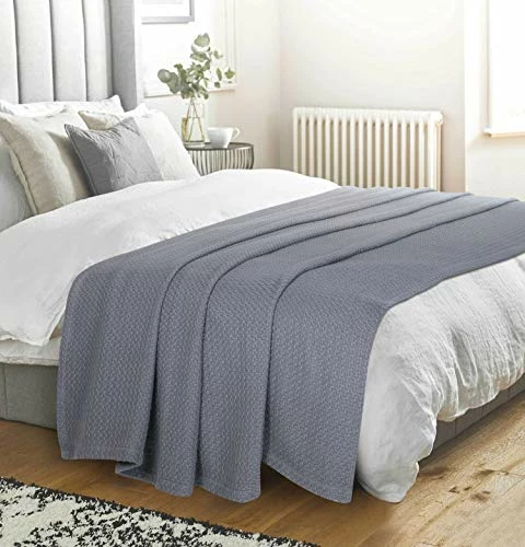Elvana Home 100% Cotton Bed Blanket, Breathable Bed Blanket King Size, Cotton Thermal Blankets King, Perfect For Layering Any Bed For All Season, Charcoal Grey 6 Elvana Home 100% Cotton Bed Blanket, Breathable Bed Blanket King Size, Cotton Thermal Blankets King, Perfect For Layering Any Bed For All Season, Charcoal Grey - Image 4