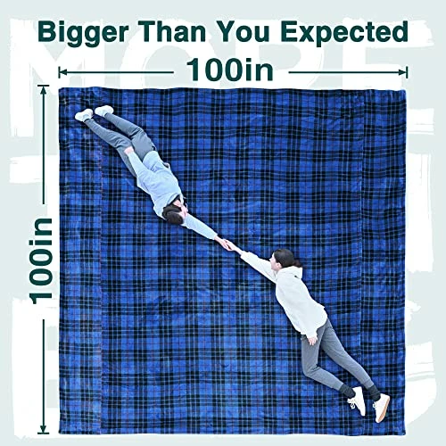 Ultracozy Big Oversized Blanket, 100x100 Inches King Sized Blanket, Double Sided Flannel, Weighted Fleece Blanket For Bed, Couch Throw, Family Blanket, Machine Washable Blue Black 4 Ultracozy Big Oversized Blanket, 100x100 Inches King Sized Blanket, Double Sided Flannel, Weighted Fleece Blanket For Bed, Couch Throw, Family Blanket, Machine Washable Blue Black - Image 2