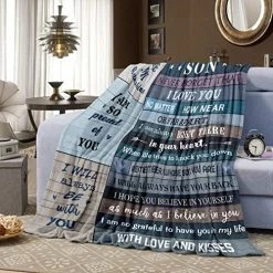 Xutapy Son Gifts Blanket 60’’x50’’, Best Gifts For Son, Son Gifts From Mom/Dad, Son Birthday Gifts, Gifts For Grown Son, To My Son Gift Ideas, Christmas/Graduation Gifts For Son, Best Son Ever Gifts Son Blanket