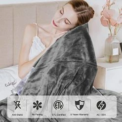 Sunvivi Heated Electric Blanket Throw Dual Control For King 90'' X 100'', 10 Heat Settings, 12 Hours Auto Off, Machine Washable, ETL Certified, 5 Years Warranty, Overheat Protection, Grey -Electric Blankets Sales 2022 513d6mxvuQL