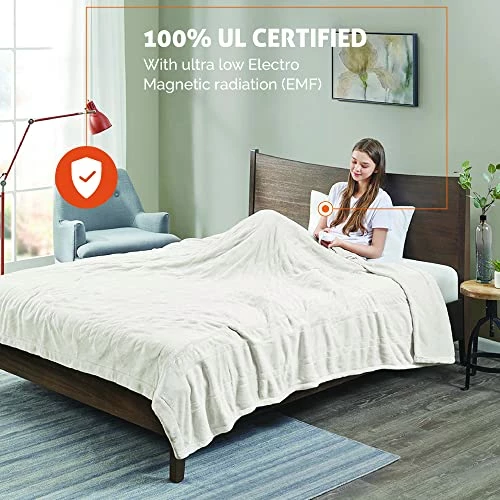 Degrees Of Comfort Electric Blanket Full Size | Single Control With Auto Shut Off | Micro Plush Heated Blanket For Bed | Machine Washable | UL Certified - Ivory, 80Wx84L 4 Degrees Of Comfort Electric Blanket Full Size | Single Control With Auto Shut Off | Micro Plush Heated Blanket For Bed | Machine Washable | UL Certified - Ivory, 80Wx84L - Image 2