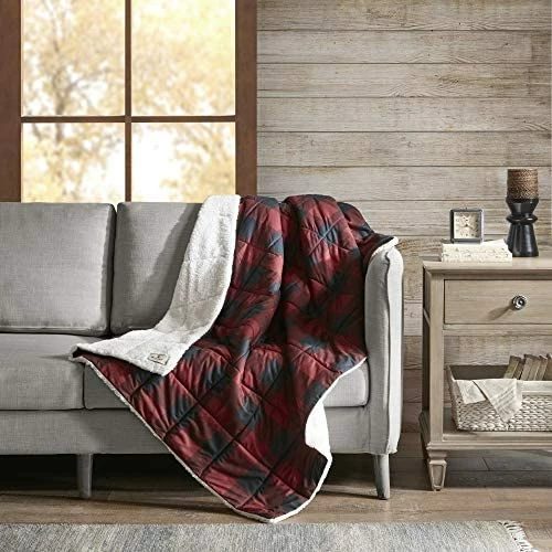 Woolrich Tasha Luxury Oversized Sofstpun Down Alternative Throw Grey 50x70 Plaid Premium Soft Cozy Cozy Spun For Bed, Couch Or Sofa Linden Red 8 Woolrich Tasha Luxury Oversized Sofstpun Down Alternative Throw Grey 50x70 Plaid Premium Soft Cozy Cozy Spun For Bed, Couch Or Sofa Linden Red - Image 6