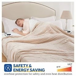 Sealy Electric Blanket Queen Size, Flannel & Sherpa Heated Blanket With 10 Heat Setting & 1-12 Hour Auto Shut Off, Fast Heating Blanket, Machine Washable, Beige, 84 X 90 Inch -Electric Blankets Sales 2022 513xAJPkRzL