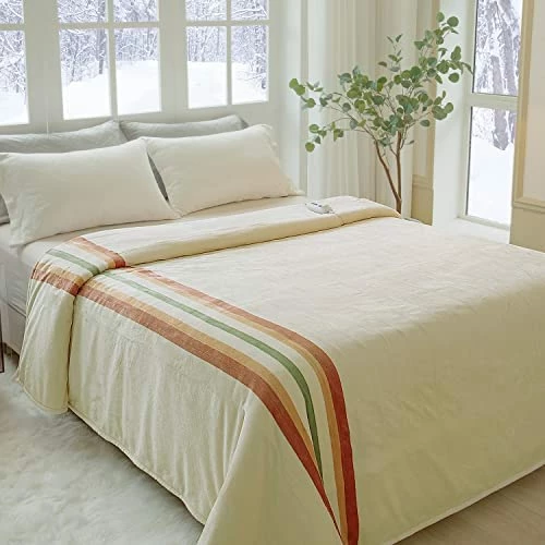 Jet's Home Heated Blanket Queen Size 84‘’X90‘’Soft Silky Plush Electric Blanket With 4 Heating Level & 10 Hour Auto Off Heating Blanket,ETL Certified Machine Washable Beige 10 Jet's Home Heated Blanket Queen Size 84‘’X90‘’Soft Silky Plush Electric Blanket With 4 Heating Level & 10 Hour Auto Off Heating Blanket,ETL Certified Machine Washable Beige - Image 8
