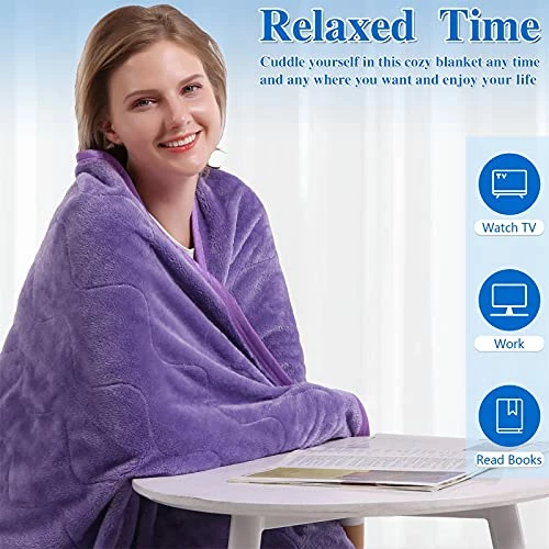 ABFace Cooling Blanket For Hot Sleepers, Light Weight Blanket For Summer, Cool Summer Blanket Twin Size 60x80 Inch, Lightweight Blanket With Cooling Fiber And Plush Double Sided For All Season, Purple 7 ABFace Cooling Blanket For Hot Sleepers, Light Weight Blanket For Summer, Cool Summer Blanket Twin Size 60x80 Inch, Lightweight Blanket With Cooling Fiber And Plush Double Sided For All Season, Purple - Image 5