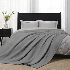 Downluxe 100% Cotton Waffle Blanket Queen Size - Grey 410GSM Soft Lightweight Thermal Queen Blanket For Bed Sofa Couch - Cozy Breathable Bed Blanket With Mesh Bag For All Season(90x90 Inches) Waffle Sandy Beige -Electric Blankets Sales 2022 514TneCFYrL