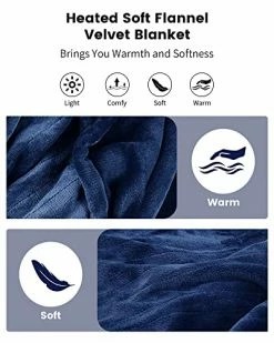 McJaw Electric Heated Blanket Twin Size 62"x84" For Home Bedding Use Large Oversized Soft Flannel Velvet Controller With 4 Heating Levels And 10 Hours Auto Shut Off Machine Washable -Blue -Electric Blankets Sales 2022 514i0Pq39fL