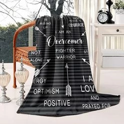 Vignul Inspirational Healing Blanket, Unique Sympathy Gifts, Comfort Gifts For Cancer Patients, Motivational Gifts For Mastectomy Patients (60x50, Black)