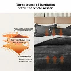 FlySheep 3-Layer Luxury Flannel Fleece Thick Bed Blanket Twin Size, Soft Plush Velvet Sherpa Blanket With 2 Pillow Shams Heavy Warm For Winter, Breathable N Washable, Dark Gray Pink -Electric Blankets Sales 2022 514vOZeewQL