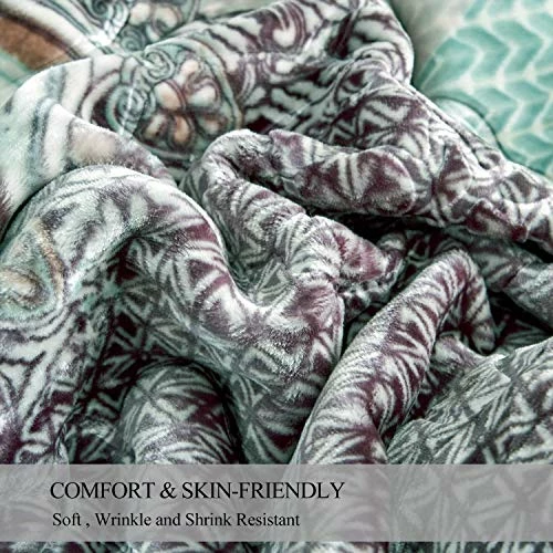 JML Plush Raschel Blanket, Korean Mink Blankets - Silky Soft, 2 Ply Printed Fleece Blanket (Patchwork, Queen) 6 JML Plush Raschel Blanket, Korean Mink Blankets - Silky Soft, 2 Ply Printed Fleece Blanket (Patchwork, Queen) - Image 4