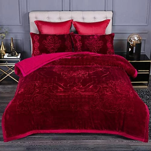 JML Fleece Blanket 79"x 91", 3- Pieces Sherpa Blanket - Super Soft Warm, Korean Style Reversible Embossed Winter Borrego Blanket, Purple Printed - Black Pattern 17 JML Fleece Blanket 79"x 91", 3- Pieces Sherpa Blanket - Super Soft Warm, Korean Style Reversible Embossed Winter Borrego Blanket, Purple Printed - Black Pattern - Image 15